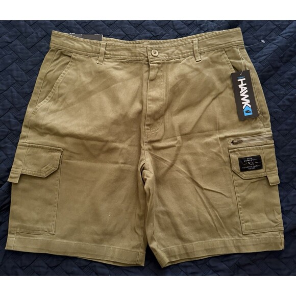 NWT Mens Olive Green Tony Hawk Cargo Shorts Size 38x9 - Picture 1 of 8